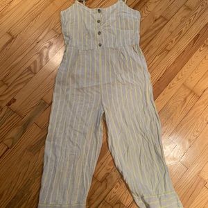 LOFT.  Size Xl linen romper thin yellow stripe